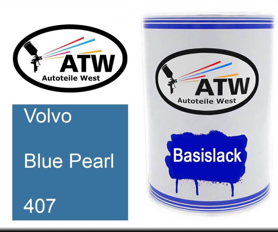 Volvo, Blue Pearl, 407: 500ml Lackdose, von ATW Autoteile West.